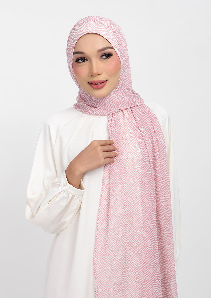Monogram Maze Rose - Instant Hijab With Inner