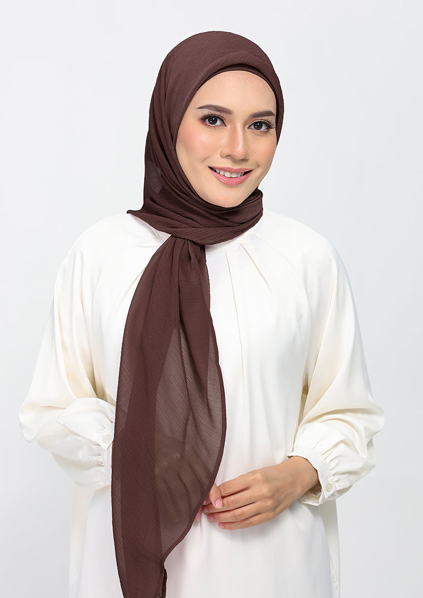 Chocolate - Plain Crinkled Chiffon