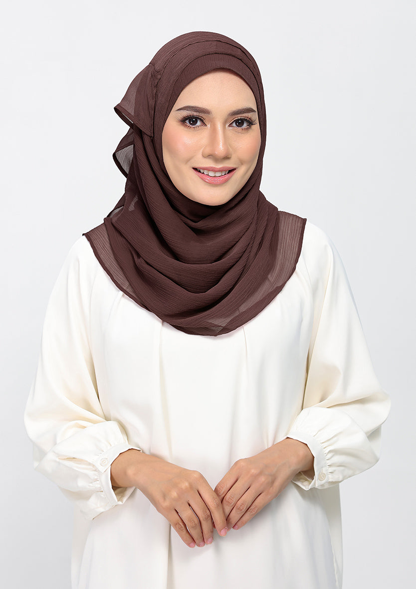 Chocolate - Plain Crinkled Chiffon
