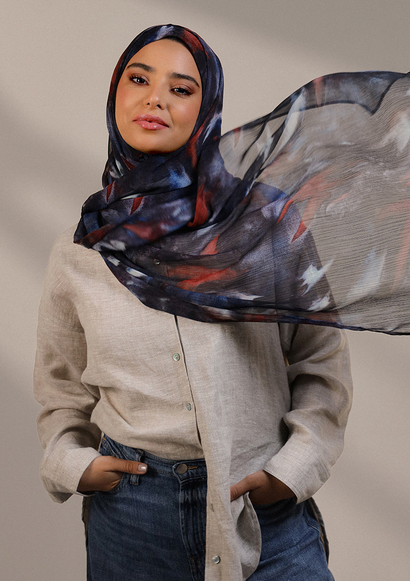 Molten Blues - Instant Hijab With Inner