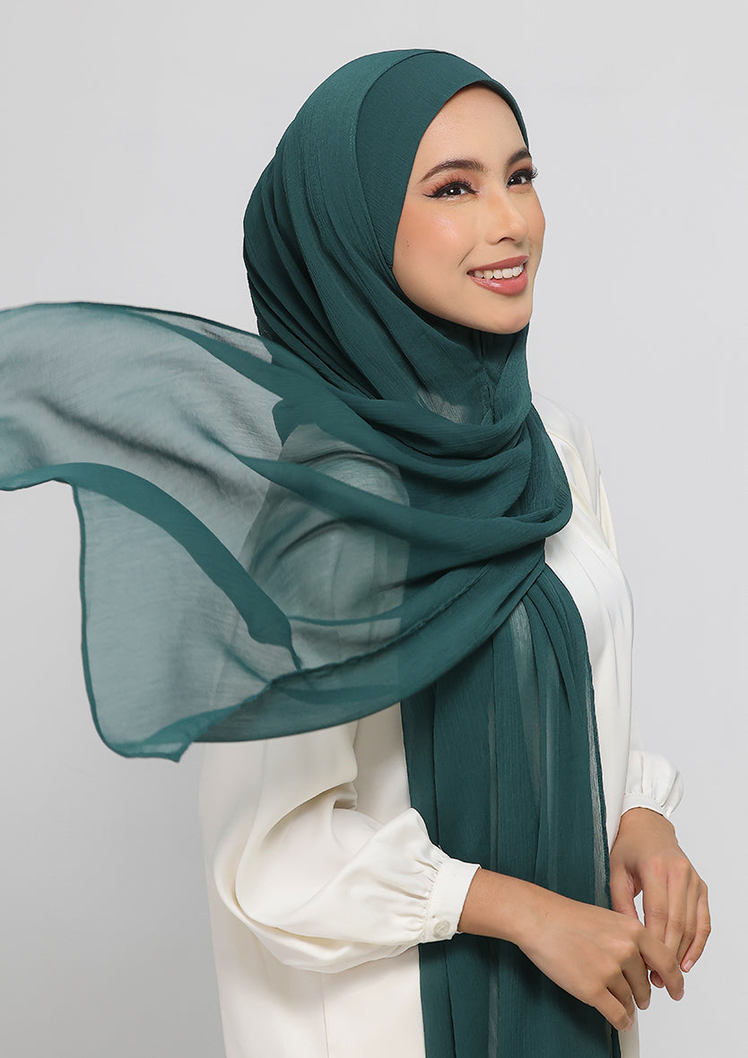 Forest Green - Plain Crinkled Chiffon