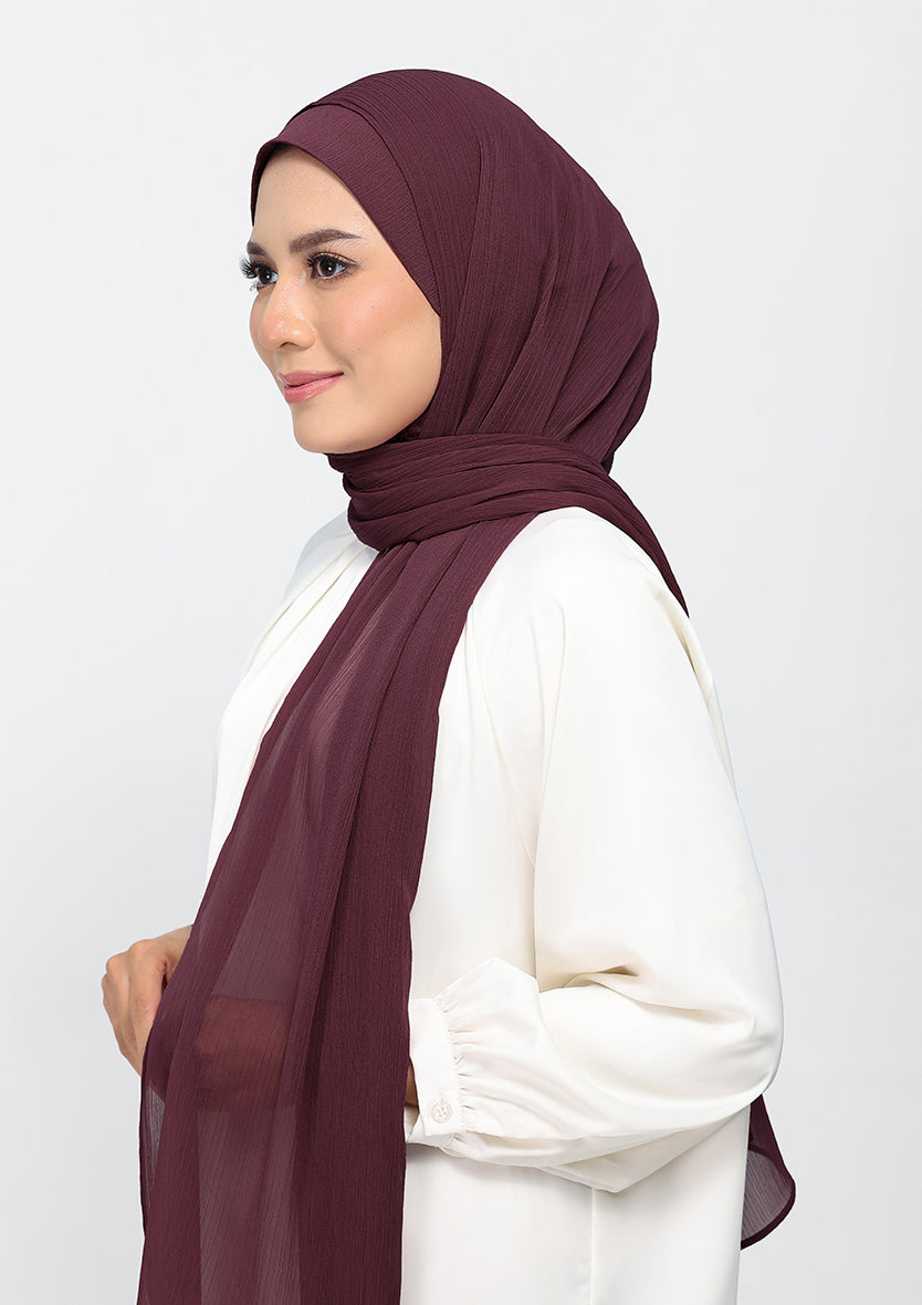 Fig - Plain Crinkled Chiffon