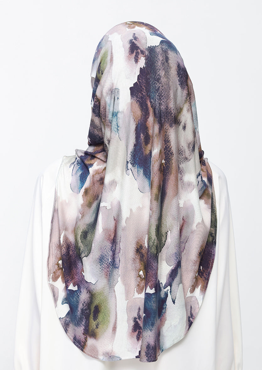 Indigo Glow - Amira Hijab Maxi - Printed Micromodal Jersey