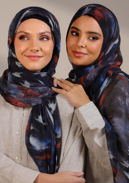 Molten Blues - Instant Hijab With Inner