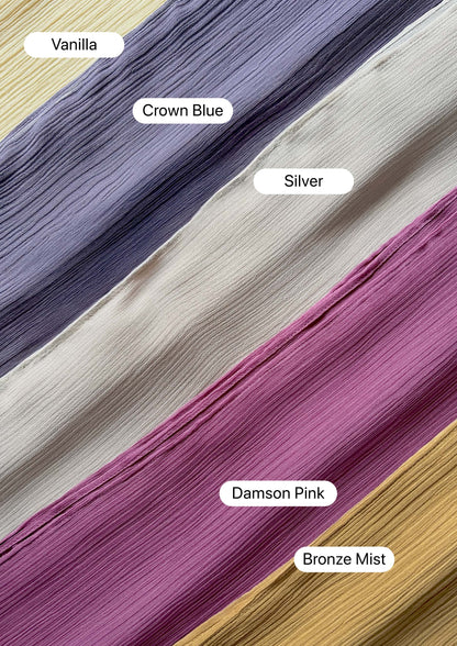 Crown Blue - Plain Crinkled Chiffon