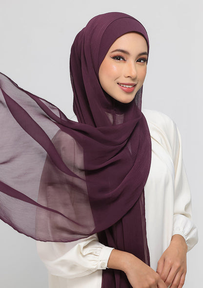 Aubergine - Plain Crinkled Chiffon