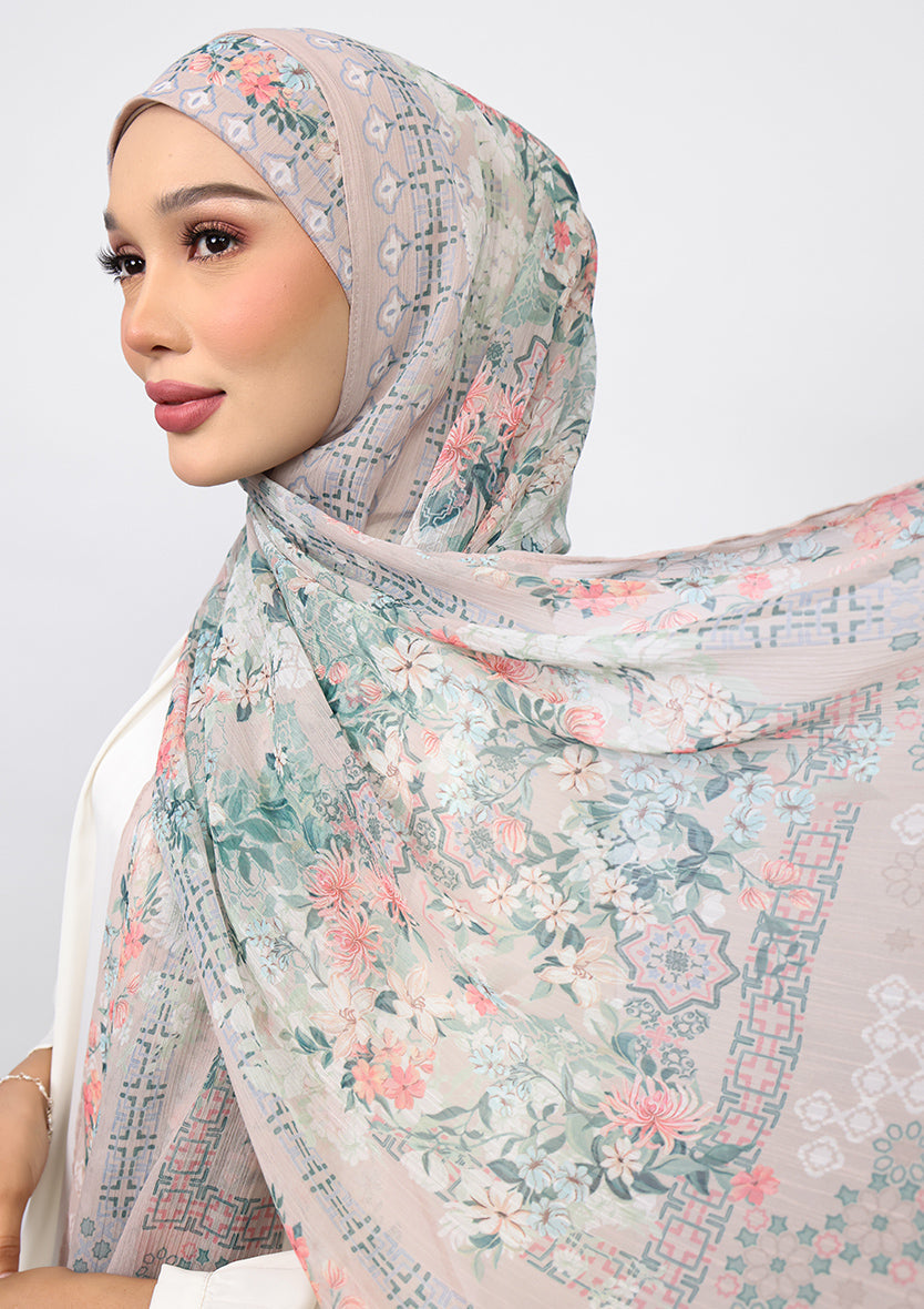 Aqua Tapestry - Instant Hijab With Inner