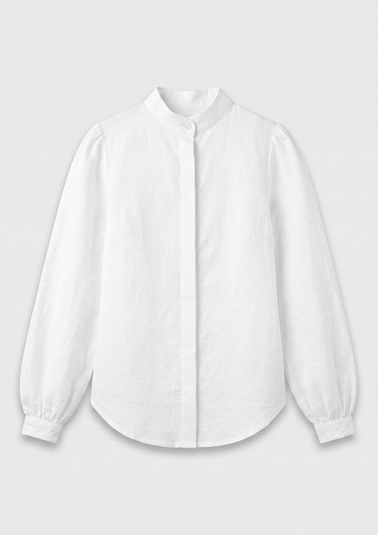 Capri Wrap Blouse - White Linen Combo