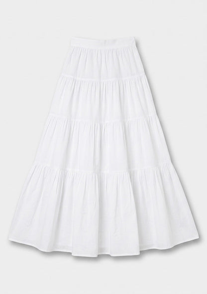 Capri Ruffle Maxi Skirt - White