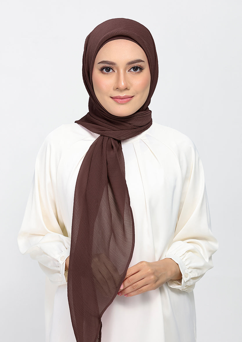 Chocolate - Plain Crinkled Chiffon