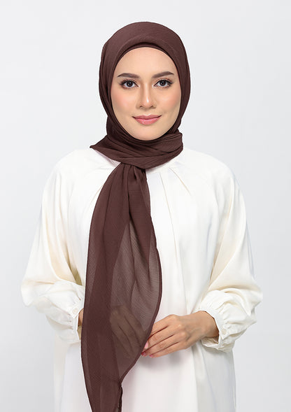 Chocolate - Plain Crinkled Chiffon