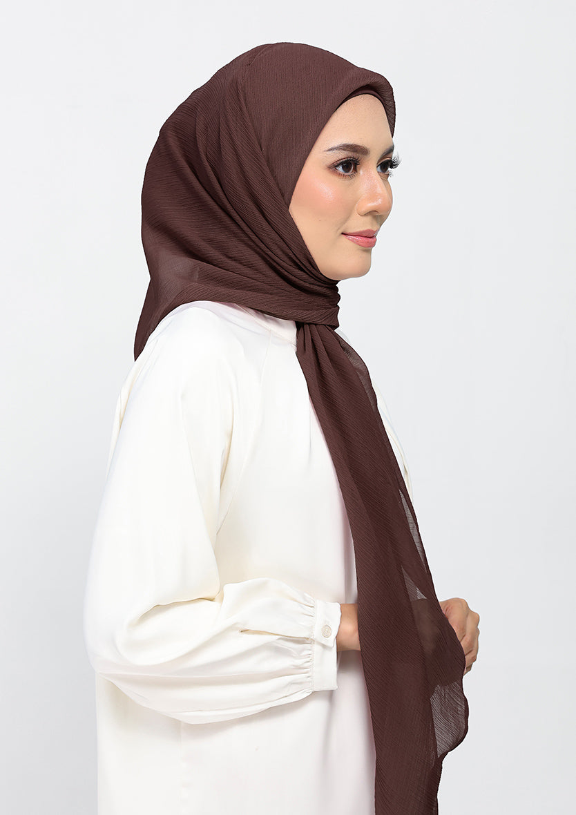 Chocolate - Plain Crinkled Chiffon