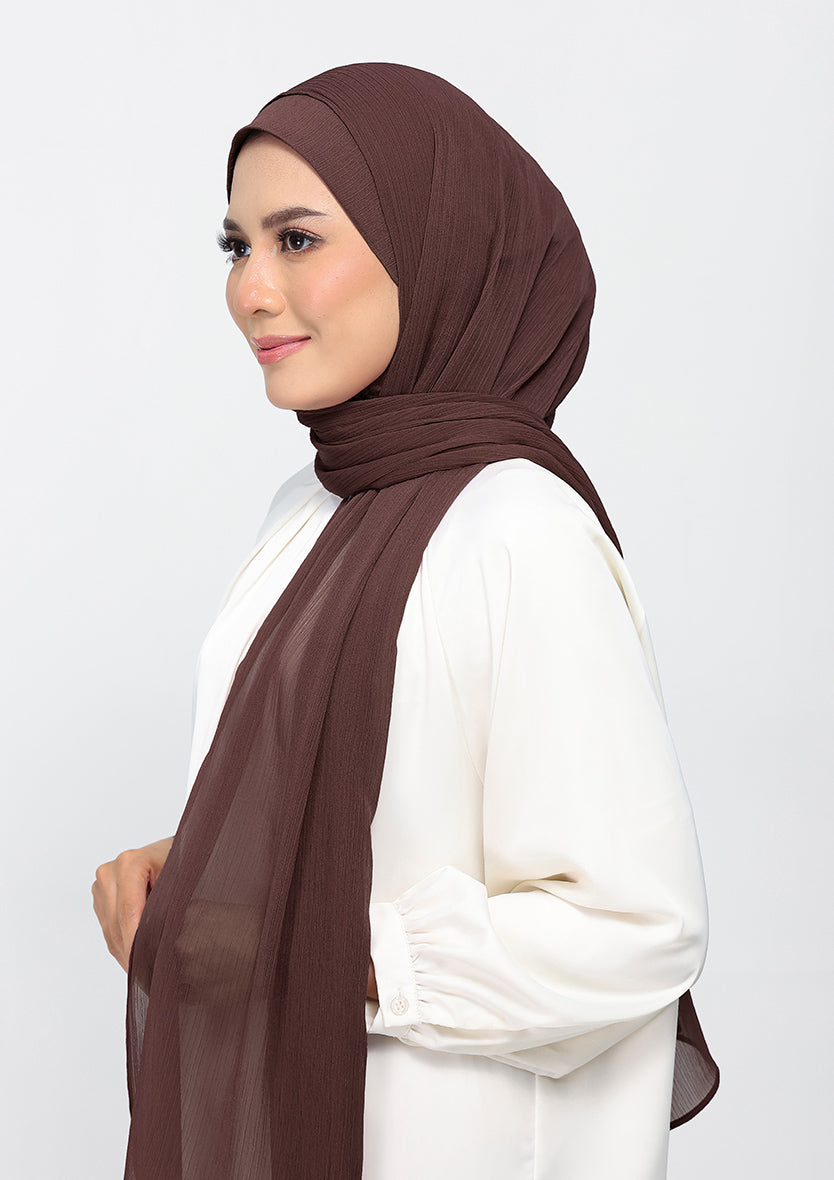 Chocolate - Plain Crinkled Chiffon