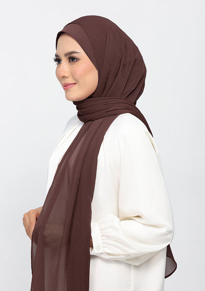 Chocolate - Plain Crinkled Chiffon