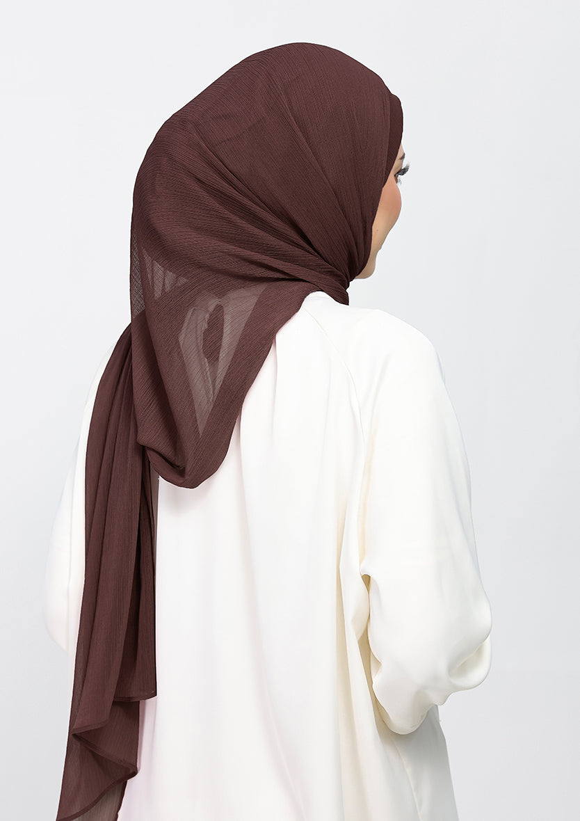 Chocolate - Plain Crinkled Chiffon