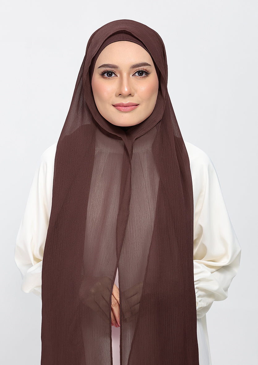 Chocolate - Plain Crinkled Chiffon