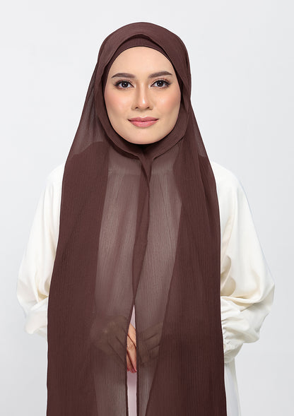 Chocolate - Plain Crinkled Chiffon
