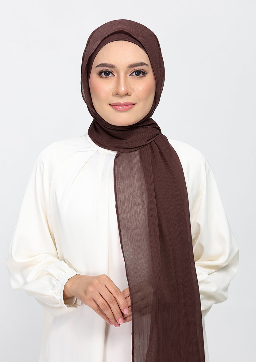 Chocolate - Plain Crinkled Chiffon