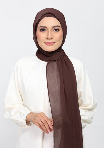 Chocolate - Plain Crinkled Chiffon