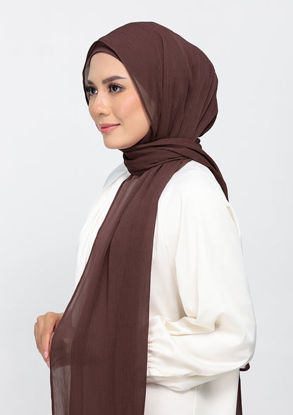 Chocolate - Plain Crinkled Chiffon
