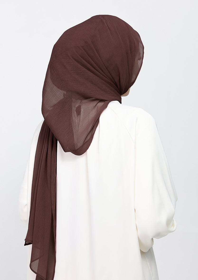 Chocolate - Plain Crinkled Chiffon