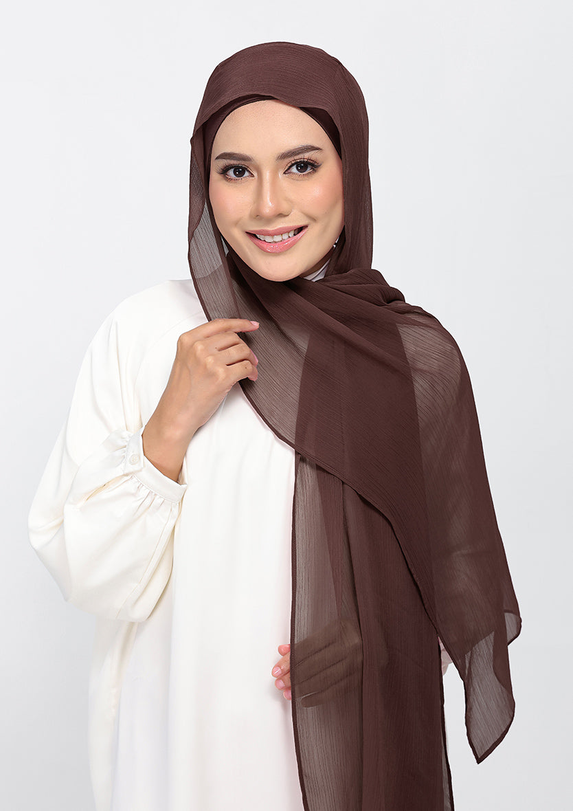Chocolate - Plain Crinkled Chiffon