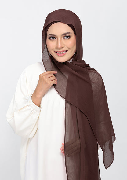 Chocolate - Plain Crinkled Chiffon