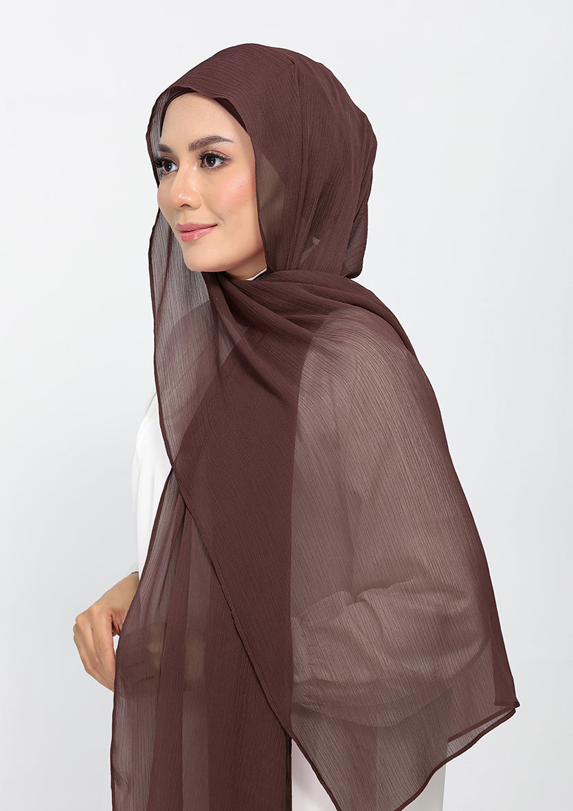 Chocolate - Plain Crinkled Chiffon