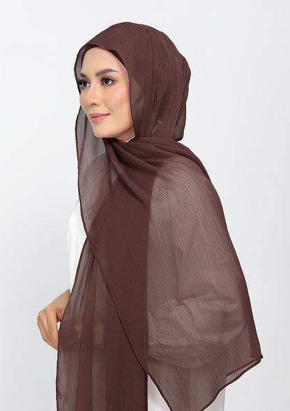 Chocolate - Plain Crinkled Chiffon