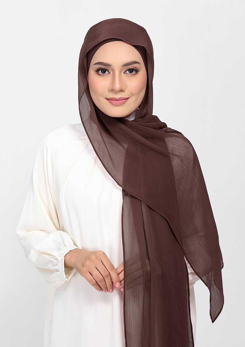 Chocolate - Plain Crinkled Chiffon