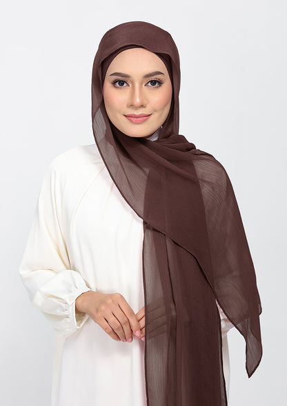 Chocolate - Plain Crinkled Chiffon