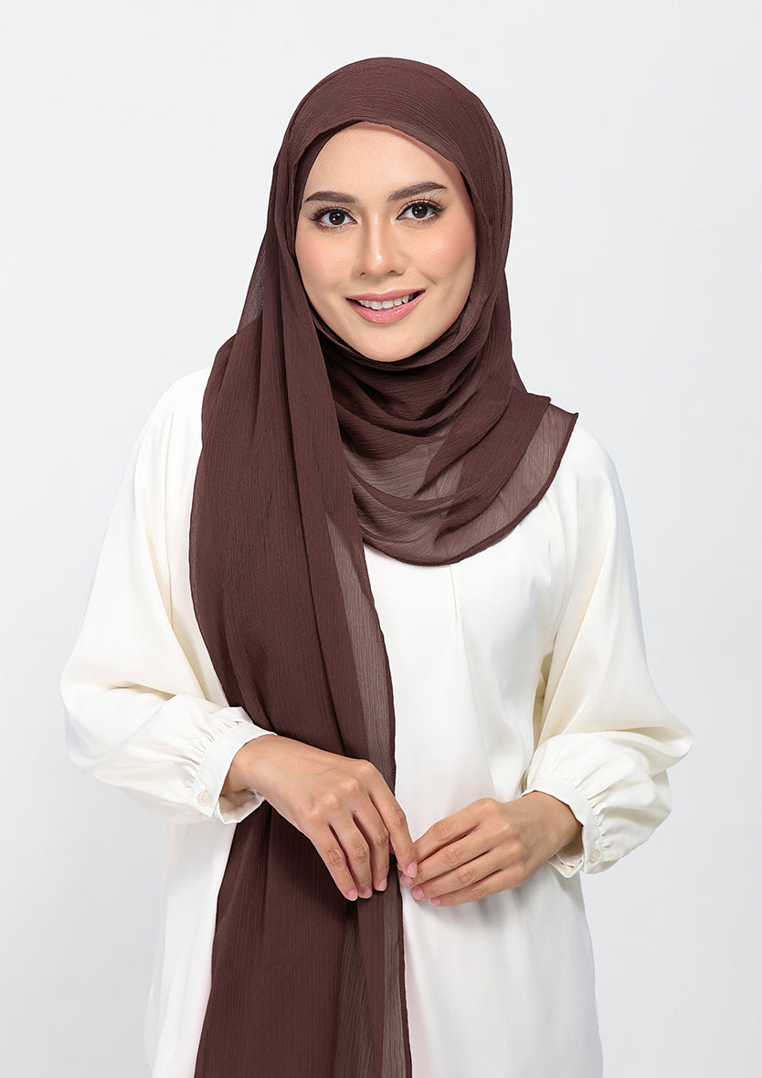 Chocolate - Plain Crinkled Chiffon