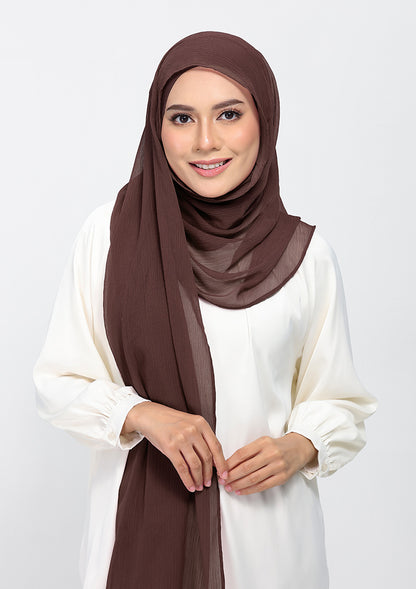 Chocolate - Plain Crinkled Chiffon