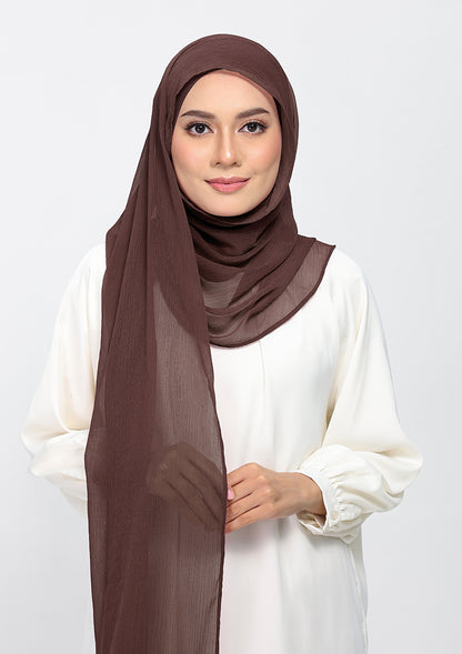 Chocolate - Plain Crinkled Chiffon