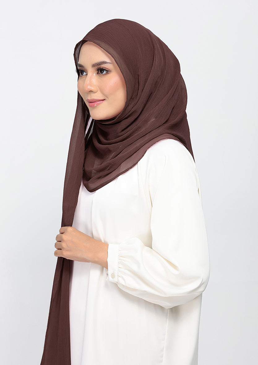 Chocolate - Plain Crinkled Chiffon
