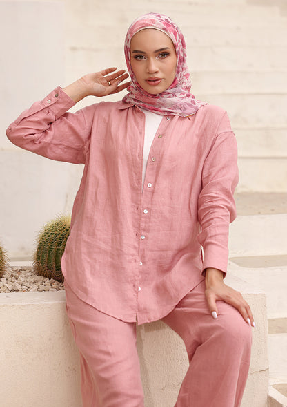 100% Italian Linen Co-ord Set - Pink