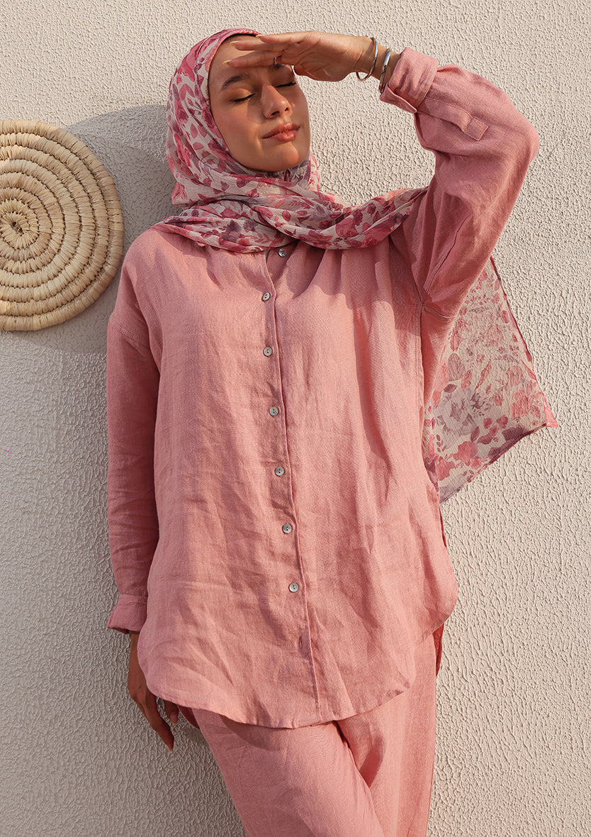 100% Italian Linen Co-ord Set - Pink