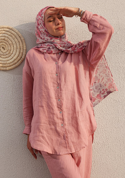 100% Italian Linen Co-ord Set - Pink