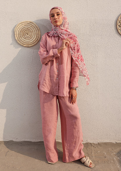 100% Italian Linen Co-ord Set - Pink