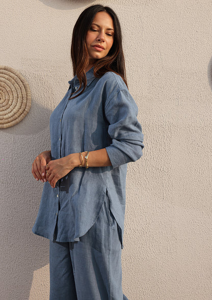 100% Italian Linen Co-ord Set - Blue