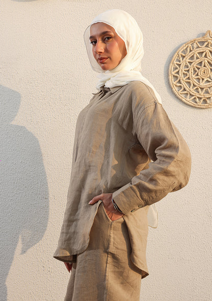 100% Italian Linen Co-ord Set - Olive