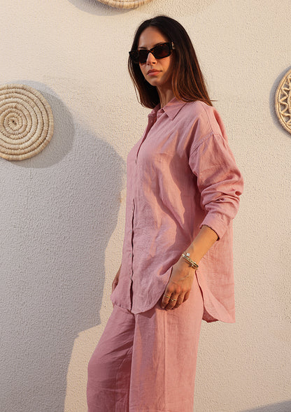 100% Italian Linen Co-ord Set - Pink