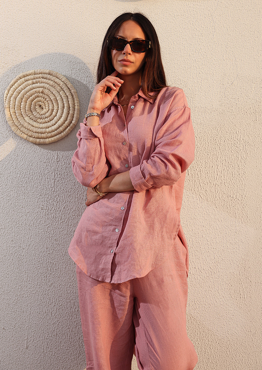 100% Italian Linen Co-ord Set - Pink