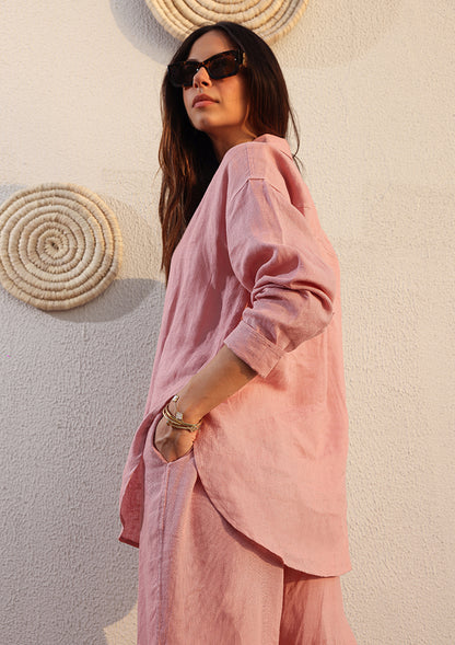 100% Italian Linen Co-ord Set - Pink
