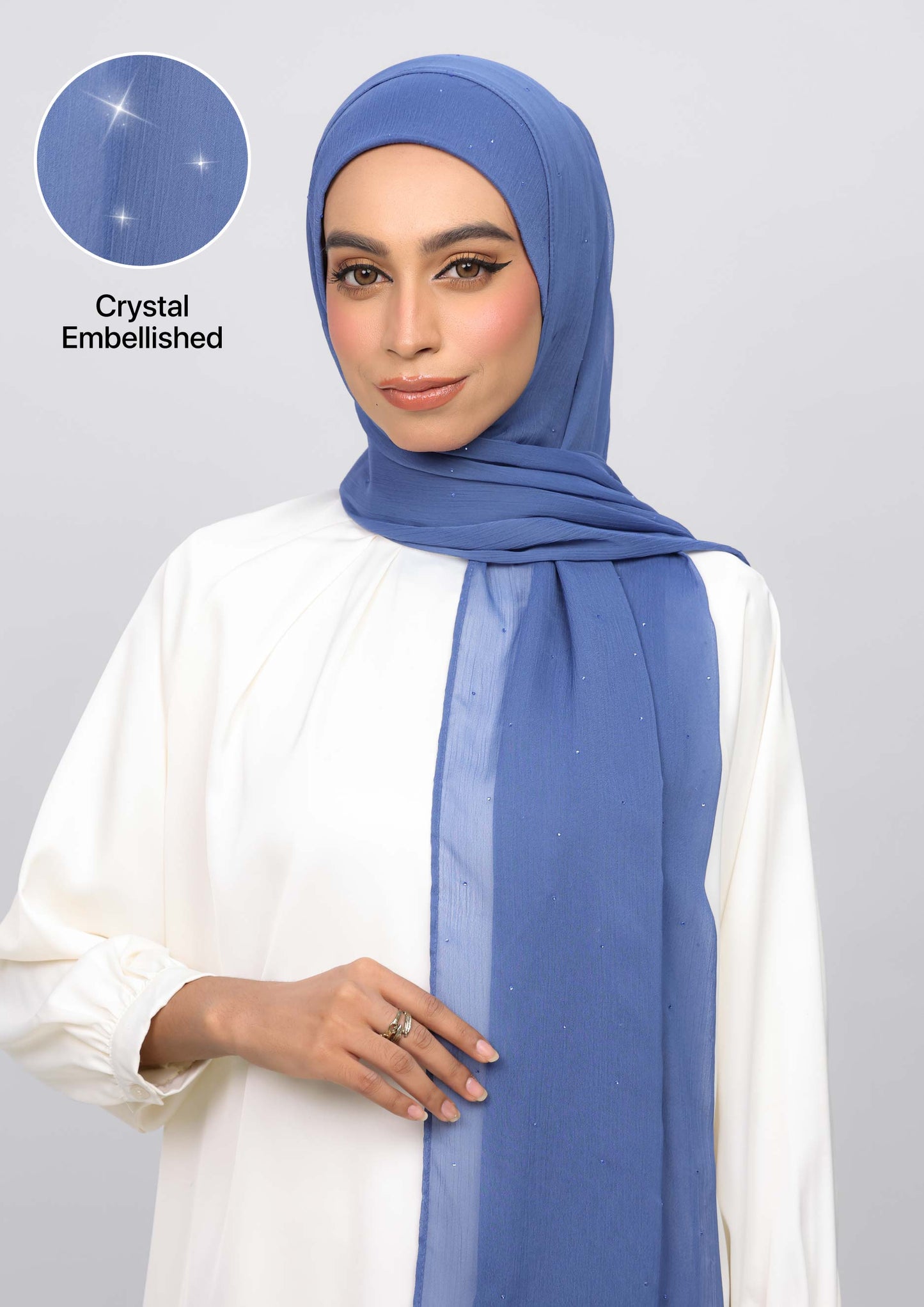 Cobalt Crystals - Crinkled Chiffon