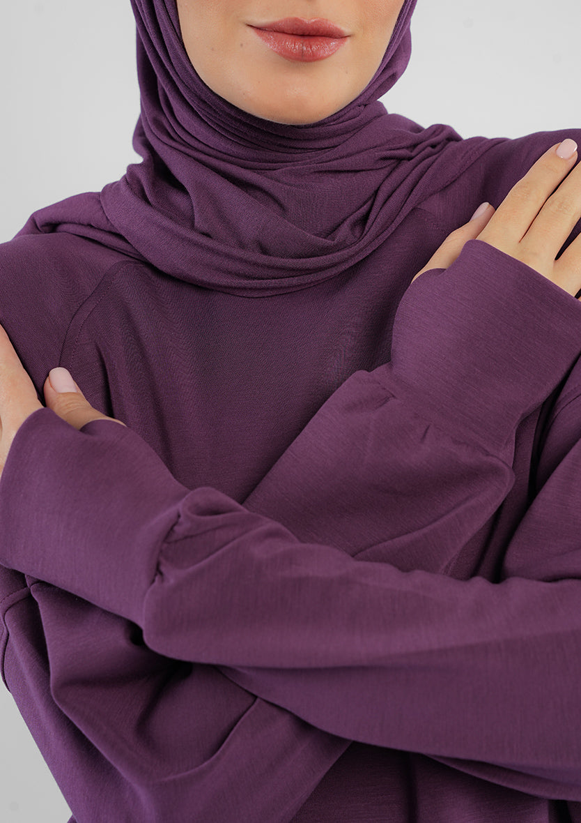 Women’s Modest Two-Piece Soft-Touch Modal Lounge Set – Relaxed Fit – Purple