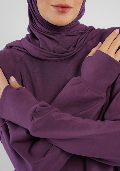 Women’s Modest Two-Piece Soft-Touch Modal Lounge Set – Relaxed Fit – Purple