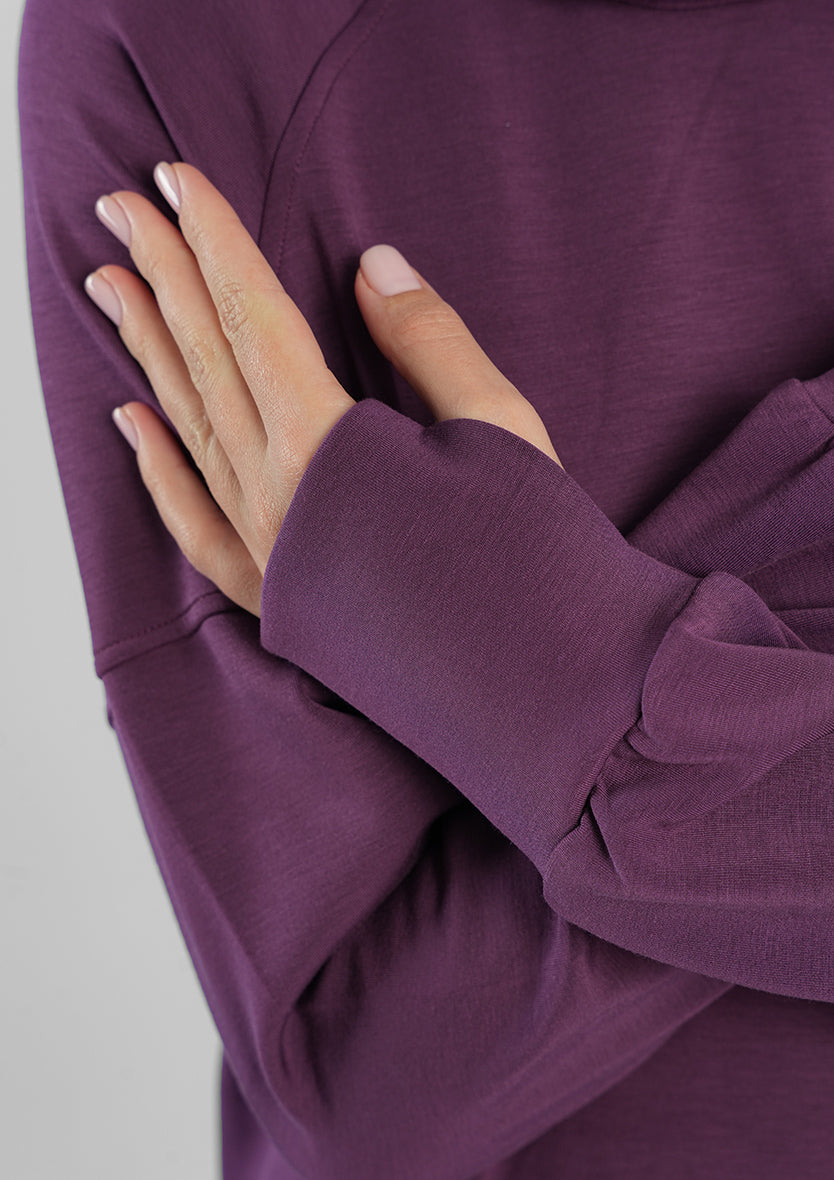 Women’s Modest Two-Piece Soft-Touch Modal Lounge Set – Relaxed Fit – Purple
