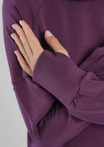 Women’s Modest Two-Piece Soft-Touch Modal Lounge Set – Relaxed Fit – Purple