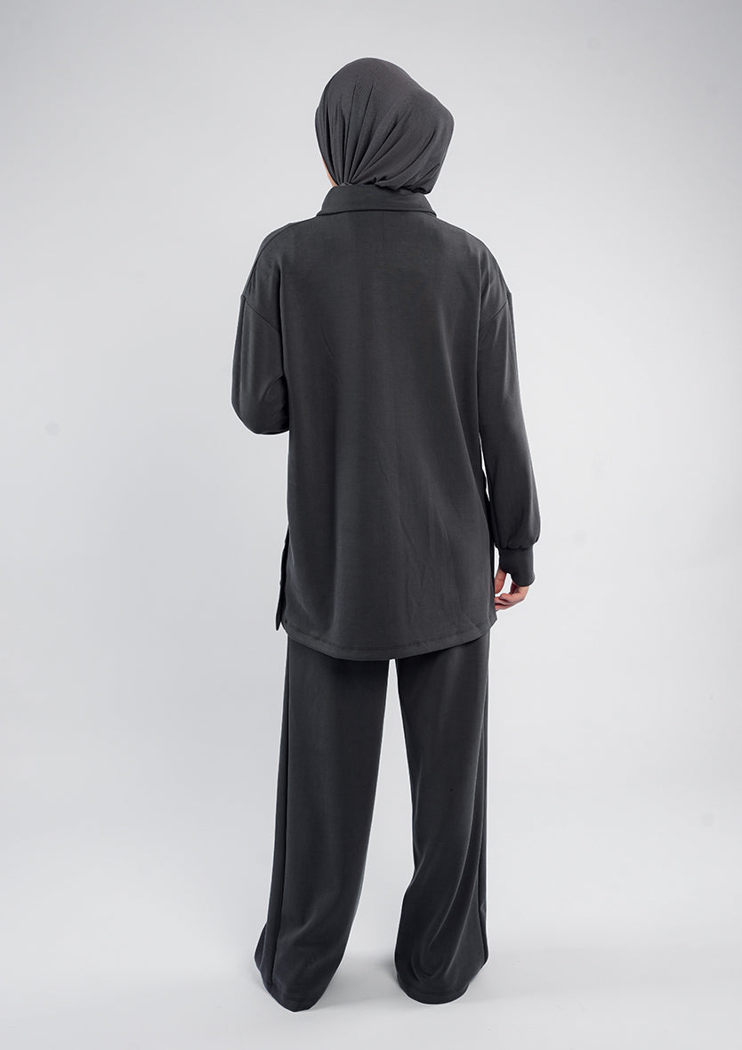 Women’s Modest Two-Piece Soft-Touch Modal Lounge Set – With Half Snap  – Wild Truffle